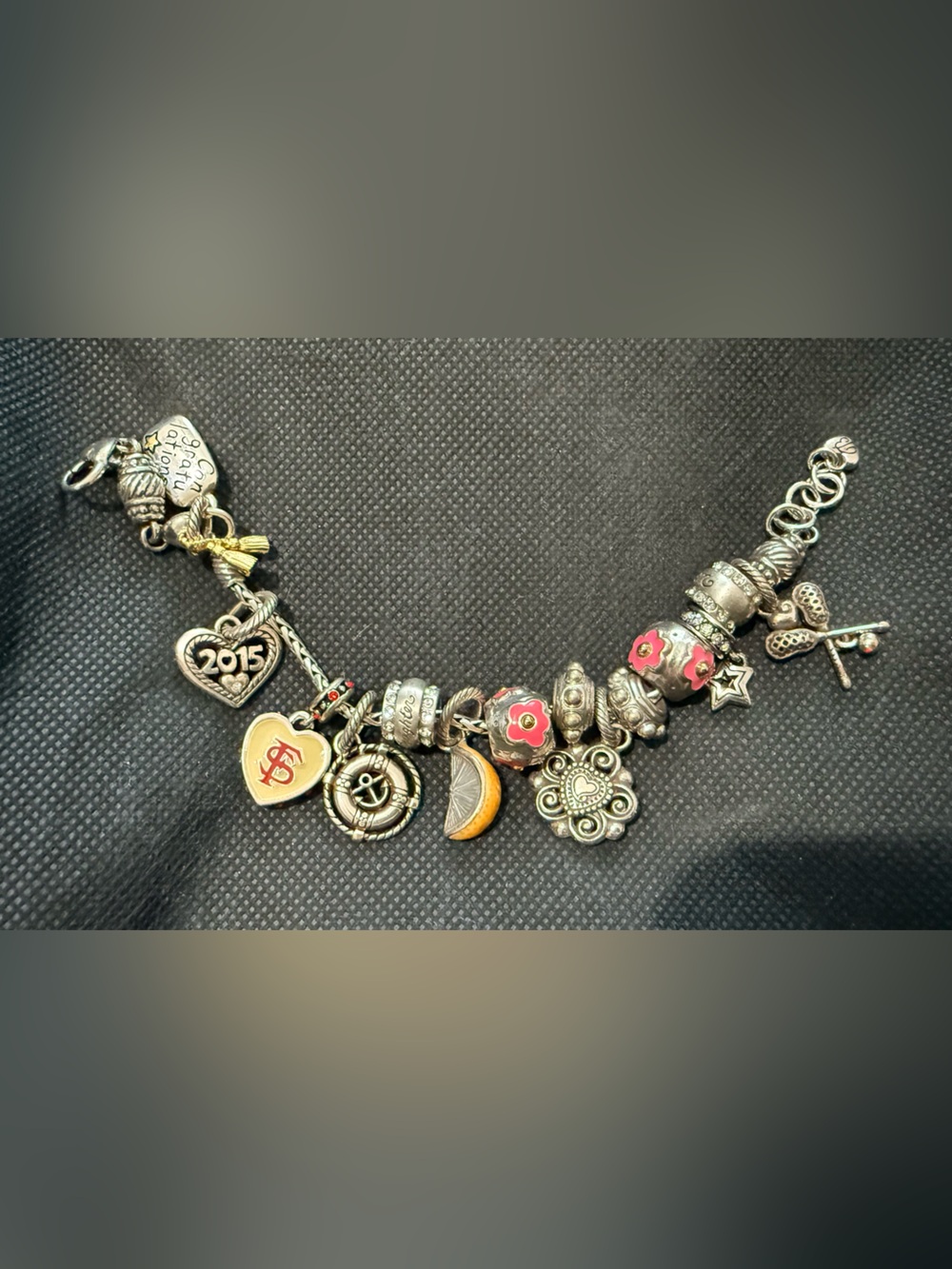 Brighton Silver Charm Bracelet with 14 Charms